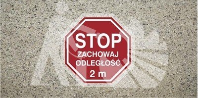 STOP ZACHOWAJ ODLEGŁOŚĆ 2M znak podłogowy antypoślizgowy STOP ZACHOWAJ ODLEGŁOŚĆ 2M znak podłogowy antypoślizgowy
