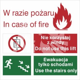 ZAKAZ KORZYSTANIA Z WINDY W RAZIE POŻARU