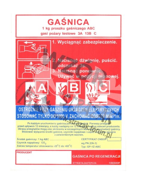 Etykieta GP-9x ABC OGNIOCHRON kolorowa