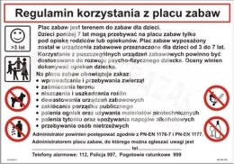 Regulamin korzystania z placu zabaw