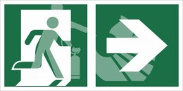 KIERUNEK DO WYJŚCIA EWAKUACYJNEGO W PRAWO - folia fotoluminescencyjna