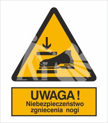 OSTRZEŻENIE PRZED NIEBEZPIECZEŃSTWEM ZGNIECENIA NOGI - folia samoprzylepna