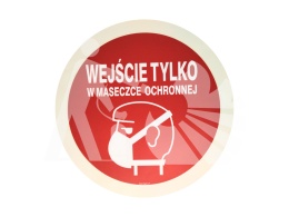 WEJŚCIE TYLKO Z MASECZKĄ OCHRONNĄ znak podłogowy antypoślizgowy