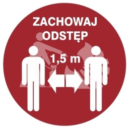 ZACHOWAJ ODSTĘP 1,5 M znak podłogowy antypoślizgowy