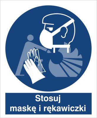 ZNAK STOSUJ MASKĘ I RĘKAWICZKI - folia samoprzylepna ZNAK STOSUJ MASKĘ I RĘKAWICZKI - folia samoprzylepna